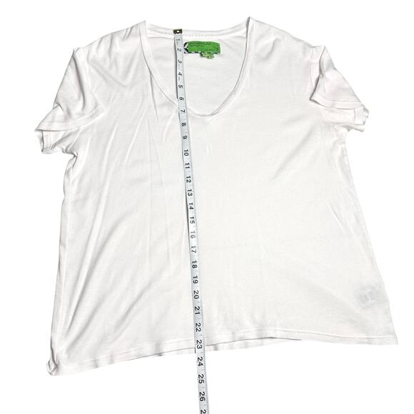 SR vs. Sandrine Rose | Women | White Cotton Cashmere Basic Essential Tee | Small - Picture 6 of 8